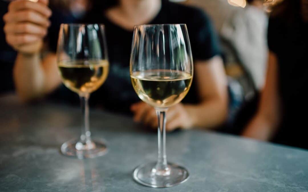 white wine in glass