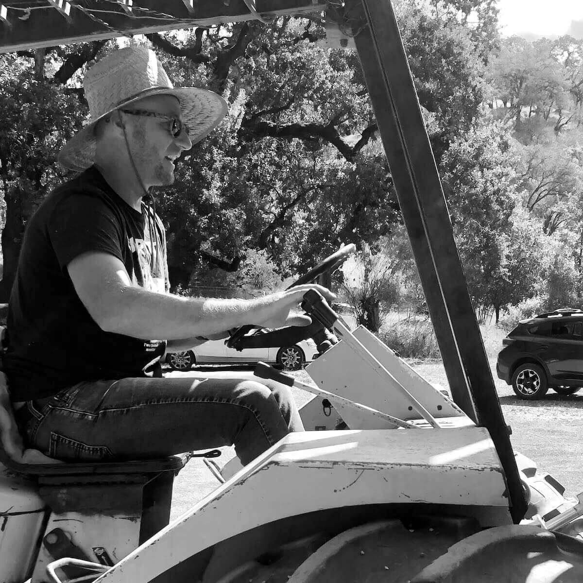 mike driving a tractor 